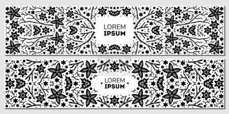 Illustration for Vector set of luxury floral patterns, invitation cards, banners. Merry Christmas sketch winter flowers design Package for perfume, jewelry - Royalty Free Image