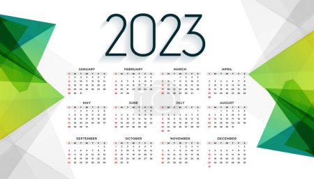 2023 Neujahrskalender mit abstrakten Formen Hintergrundvektor 