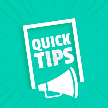 Illustration for Quick tips advice with megaphone on blue background - Royalty Free Image