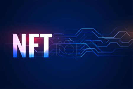 Téléchargez les illustrations : NFT non fongible blockchain concept technologie arrière-plan vecteur - en licence libre de droit