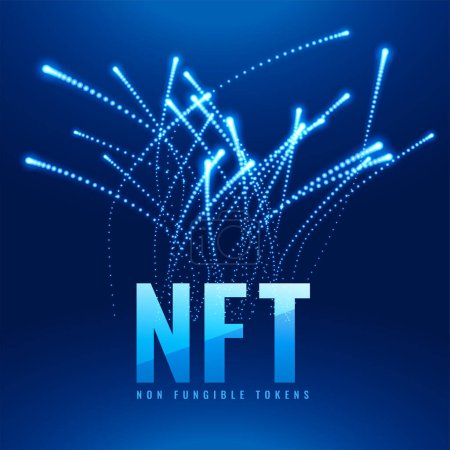 Ilustración de Nft concepto simbólico no fungible con luz brillante senderos vector - Imagen libre de derechos