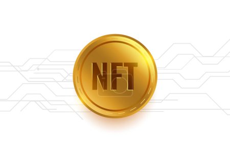 Téléchargez les illustrations : Pièce d'or NFT actif non fongible pour vecteur de trading virtuel - en licence libre de droit