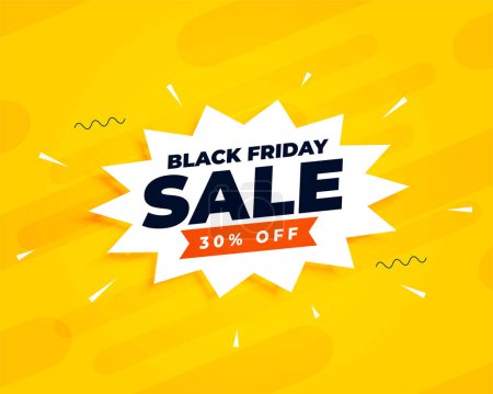 Black friday yellow sale background with 30% discount offer vector
