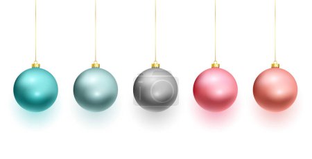Illustration for Set of realsitic christmas bauble element for xmas design - Royalty Free Image