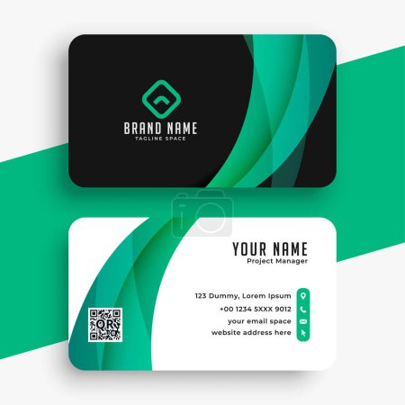 Illustration for Black and green professional business card template vector - Royalty Free Image
