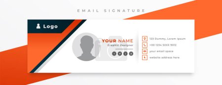 Illustration for Professional email signature card template with social media profile - Royalty Free Image