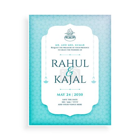 Illustration for Indian wedding ceremony invitation flyer for the special event vector - Royalty Free Image