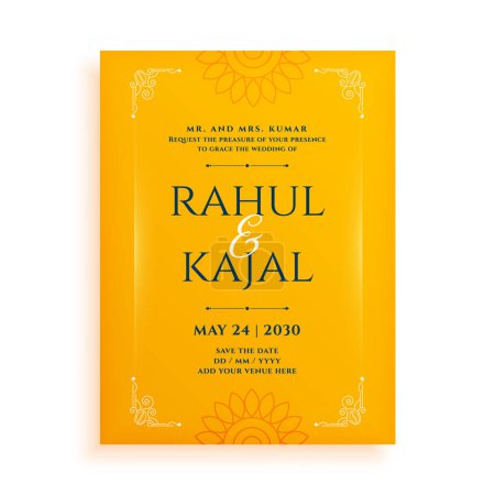 Illustration for Indian wedding invitation card celebrate the big day with hindu traditions vector - Royalty Free Image