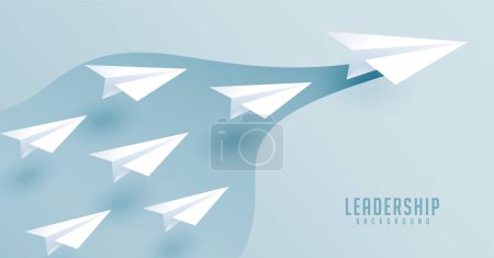 Illustration pour Origami style plane leading with confidence teamwork concept vector - image libre de droit
