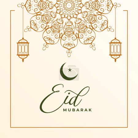 Téléchargez les illustrations : Carte d'invitation eid moubarak avec décoration islamique et vecteur lanterne - en licence libre de droit