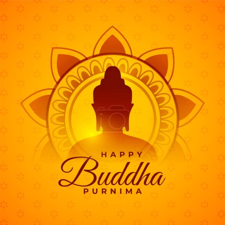 Illustration for Traditional guru purnima background with gautama buddha silhouette vector - Royalty Free Image