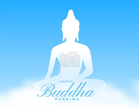 Illustration for Happy vesak traditional background with lord buddha silhouette vector - Royalty Free Image