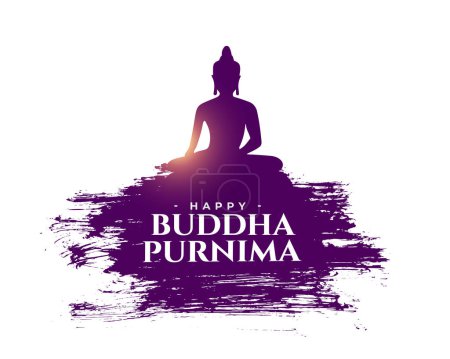 Illustration for Brush stroke style buddha purnima devotional background for faith and peace vector - Royalty Free Image
