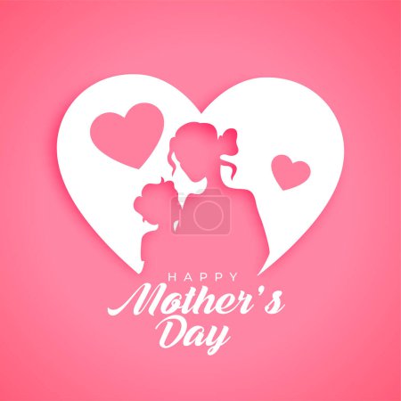 paper cut style mothers day event card for mom and daughter love relation vector