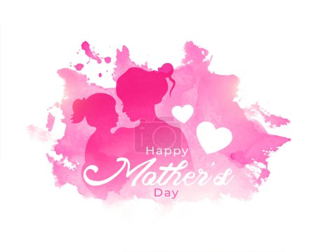 watercolor style mothers day event background with cute love heart vector