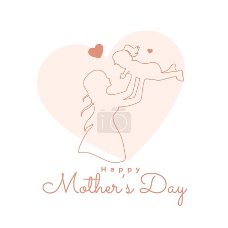 line style happy mothers day background show mum love and affection vector