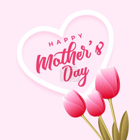Téléchargez les illustrations : Heureux fond de l'événement de la fête des mères avec vecteur de fleur de tulipe décorative - en licence libre de droit