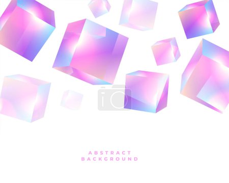 Illustration for Nice 3d falling cubic holographic gradient background vector - Royalty Free Image