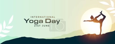 Ilustración de Celebrar 21 junio banner del día mundial del yoga en el vector de estilo moderno - Imagen libre de derechos
