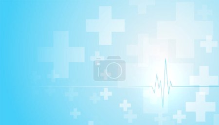 Blaue medizinische Versorgung und Service-Hintergrund mit Kreuz- und Kardiographen-Vektor