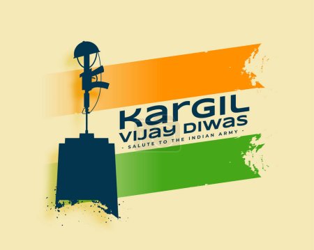 26th july kargil vijay diwas success background with indian flag vector