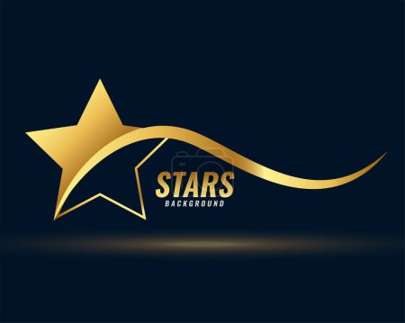 luxurious golden star background with shiny wavy design vector 