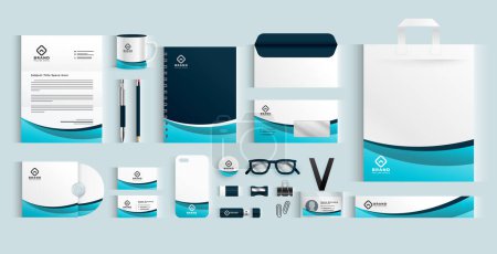 collection of modern office stationery banner business essentials for success vector