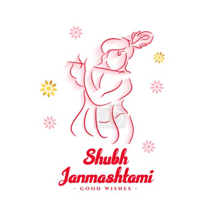 Illustration for Lineart style janmashtami festival elegent greeting design vector - Royalty Free Image