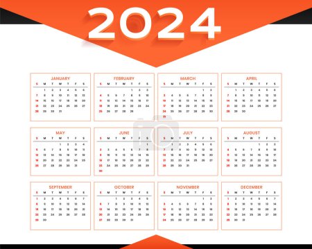 Illustration for Elegant 2024 calendar for coming new year vector - Royalty Free Image