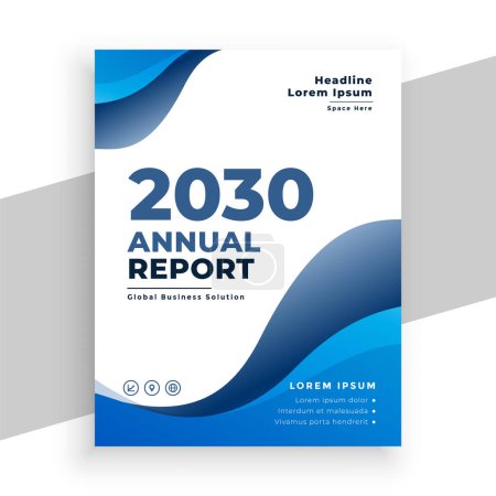 wavy style firm annual report flyer for professional work vector
