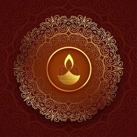 Téléchargez les illustrations : Poster shubh diwali premium avec espace texte et diya sur le design mandala - en licence libre de droit