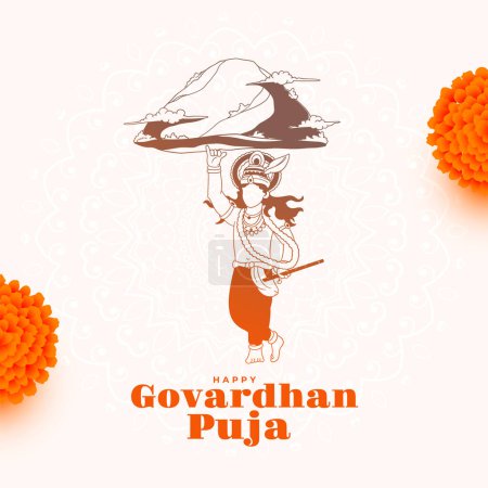 traditionelles indisches Fest govardhan puja Hintergrund für Krishna-Anbetung Vektor