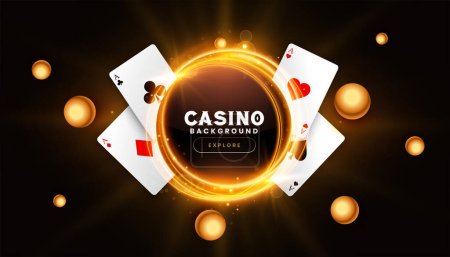 Téléchargez les illustrations : Bannière de jeu de poker de casino avec carte ace et vecteur d'effet de traînée légère - en licence libre de droit