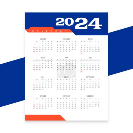 modern 2024 desk calendar layout schedule tasks or events vector