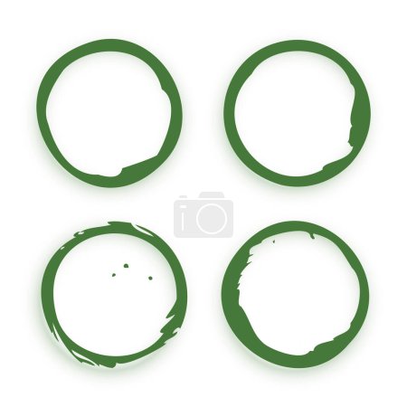 Illustration for Set of abstract grungy enso round shape frame design vector - Royalty Free Image