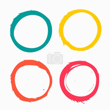 Illustration for Set of colorful grungy circular shape frame with grungy effect vector - Royalty Free Image