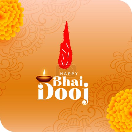 Ilustración de Festival indio bhai dooj puja fondo con vector de flor caléndula - Imagen libre de derechos