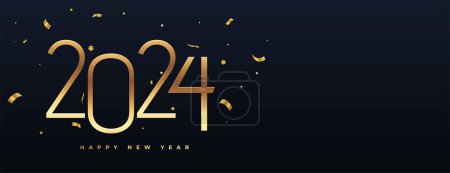 frohes neues Jahr 2024 Vorabend Tapete mit Konfetti Dekoration Vektor