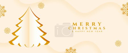 Ilustración de Estilo de papel alegre navidad evento festivo banner con vector de árbol de Navidad - Imagen libre de derechos