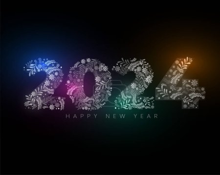 2024 new year invitation background with floral decoration vector