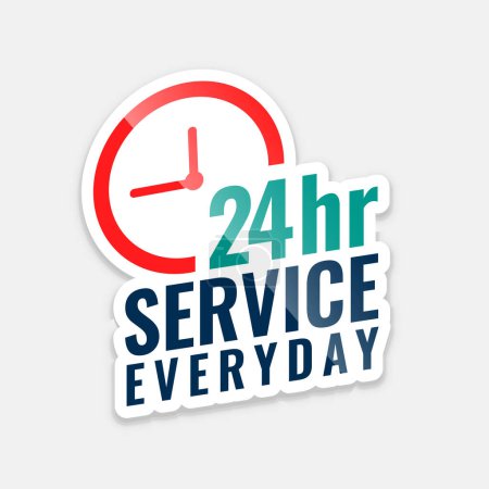 Illustration for 24hr everyday service sticker assistance background for open center vector - Royalty Free Image