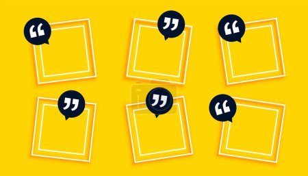 set of blank quotation box icon for review or comment vector
