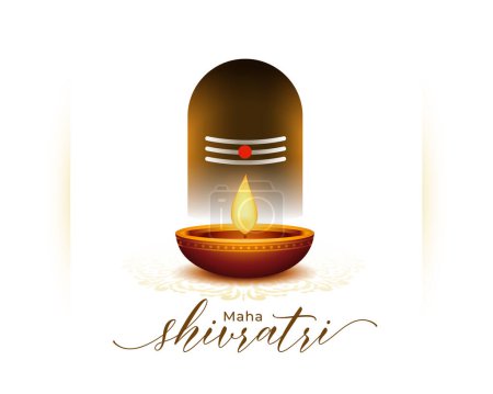 Illustration for Traditional maha shivratri greeting background with glowing diya vector - Royalty Free Image
