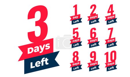 countdown last days to go sticker template design vector