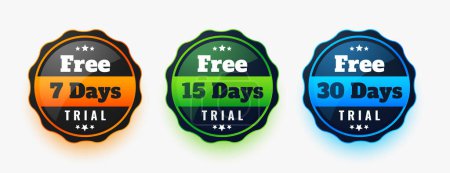 modern free trial badge background for 7 15 and 30 days vector