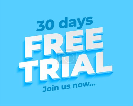 Téléchargez les illustrations : 3d style gratuit 30 jours d'essai bleu fond design vecteur - en licence libre de droit