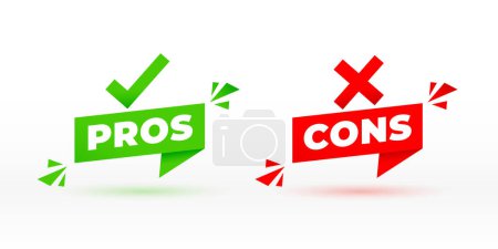 Ilustración de Pros y contras firman insignia con vector de efecto sombra - Imagen libre de derechos