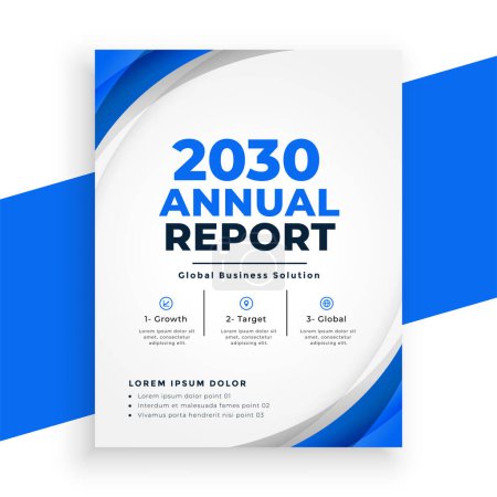 folleto del informe anual de negocios en blanco y azul tema vector