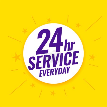 24 Stunden täglich Open-Time-Service Flat Poster Vektor 