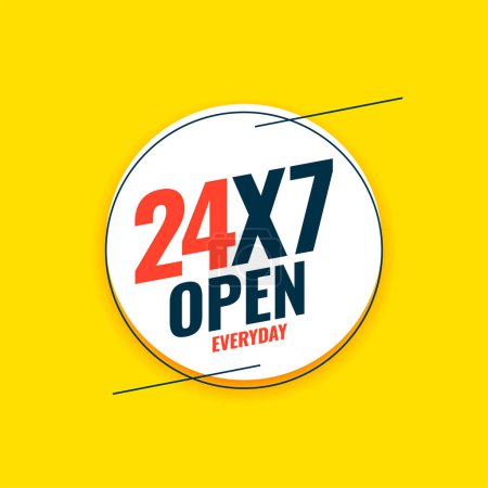 24 hours and 7 days everyday open service background vector 